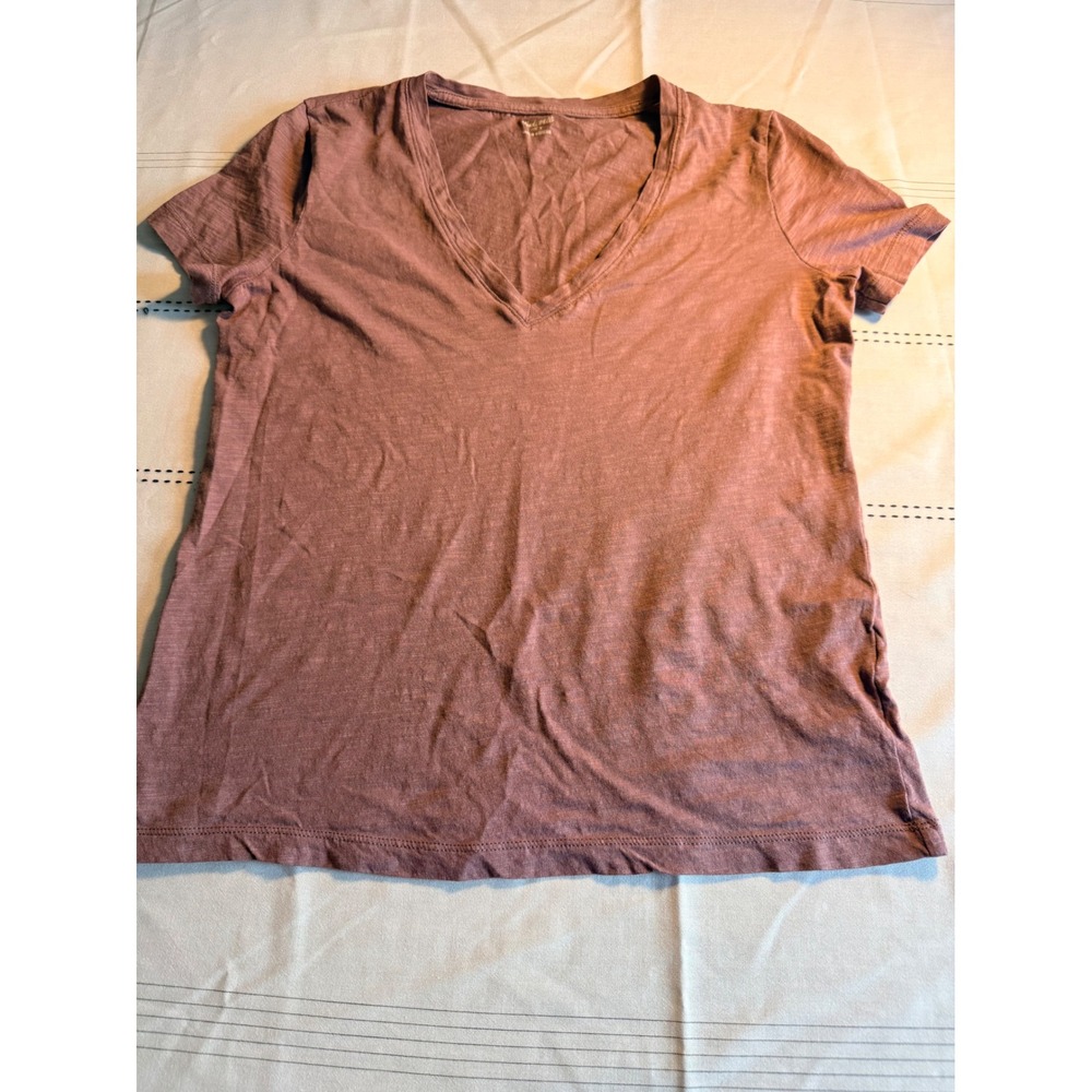 Madewell Whisper Cotton V-Neck Tee Short Sleeve Slub T-Shirt Mauve Pink Size S